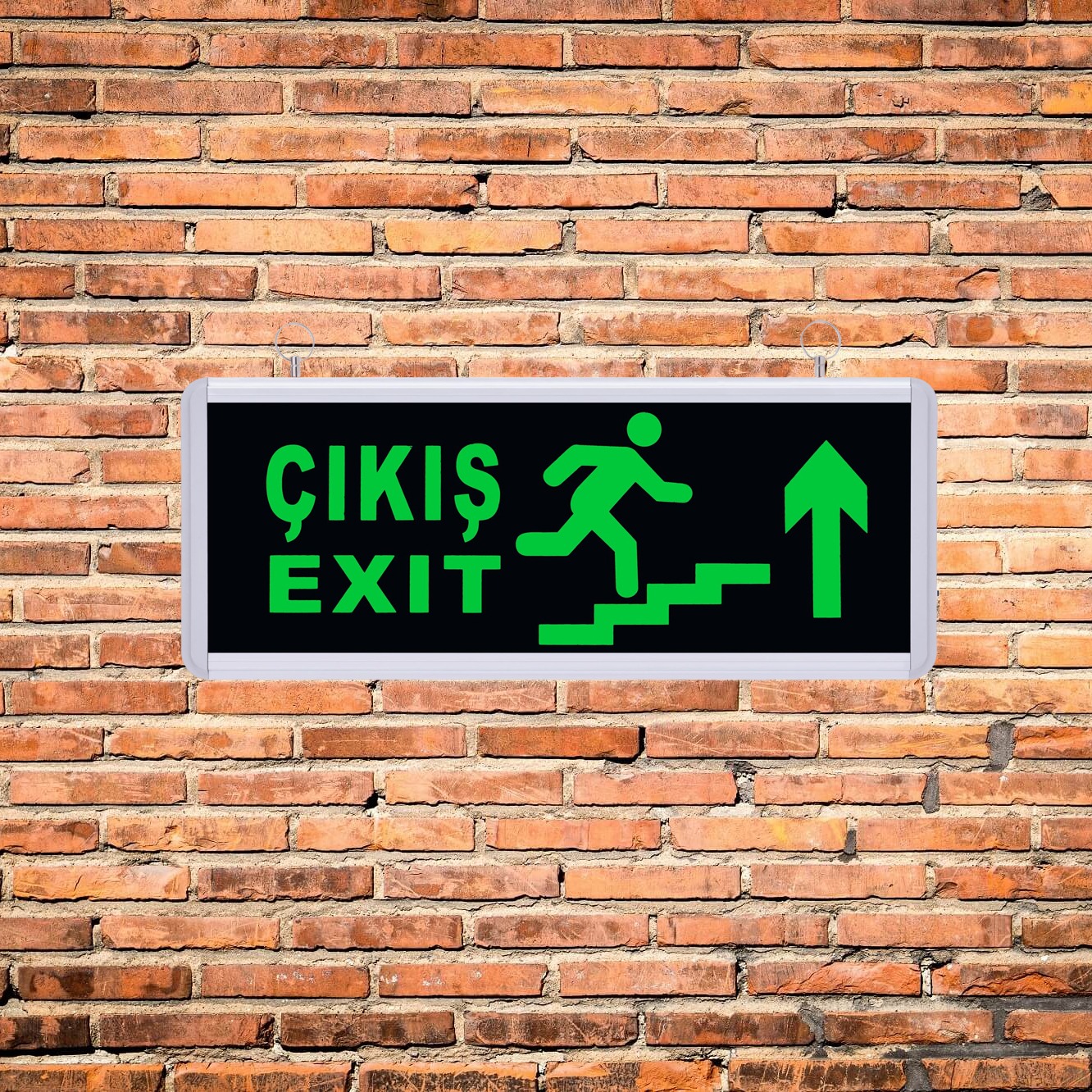 Işıklı Exit - Çıkış Yönlendirme Tabelası Yukarı Merdiven